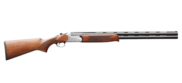 Charles Daly 930197 202  Full Size 12 Gauge Break Open 3″ 2rd 28″ Blued Over/Under Vent Rib Barrel, Engraved Quail Scene Silver Steel Grooved Receiver, Fixed Checkered Walnut Stock
